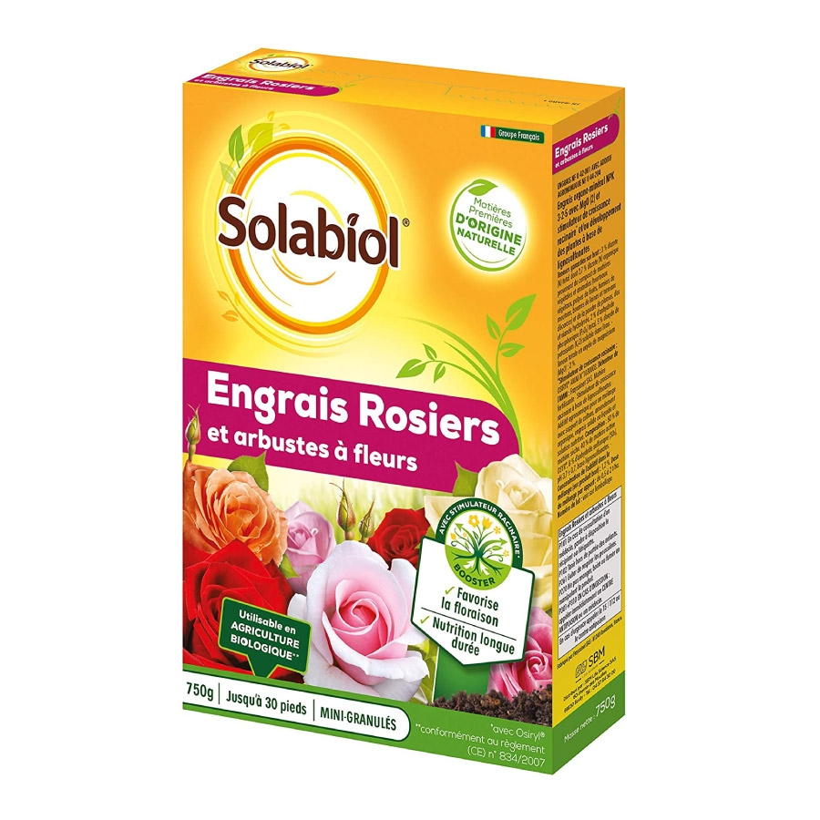 Abono natural para rosales y arbustos con flores 750 g Solabiol