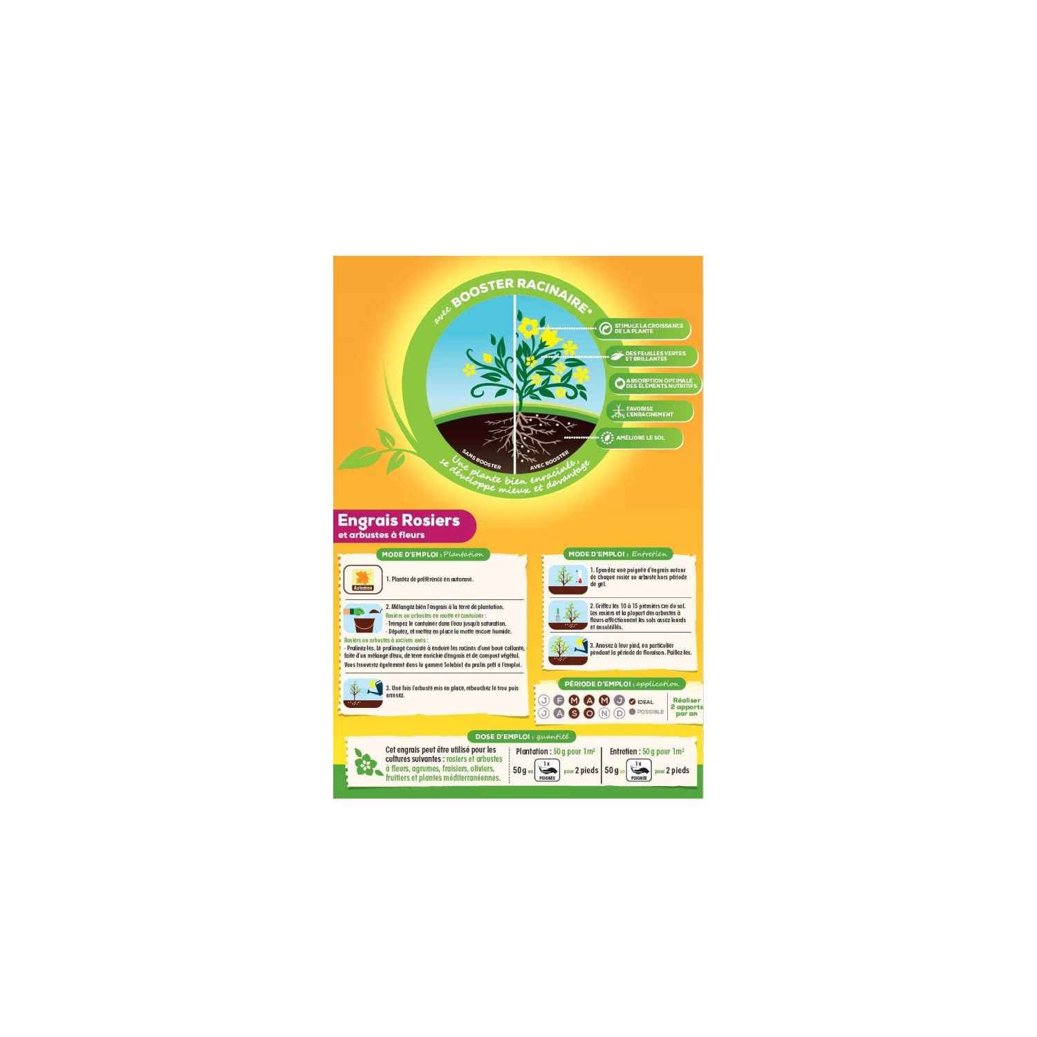 Abono natural para rosales y arbustos de flor 750 g