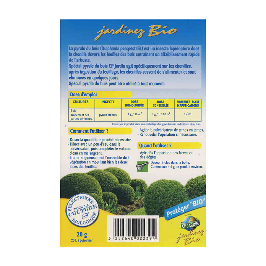Insecticide bio Pyrale du Buis 20g CP Jardin