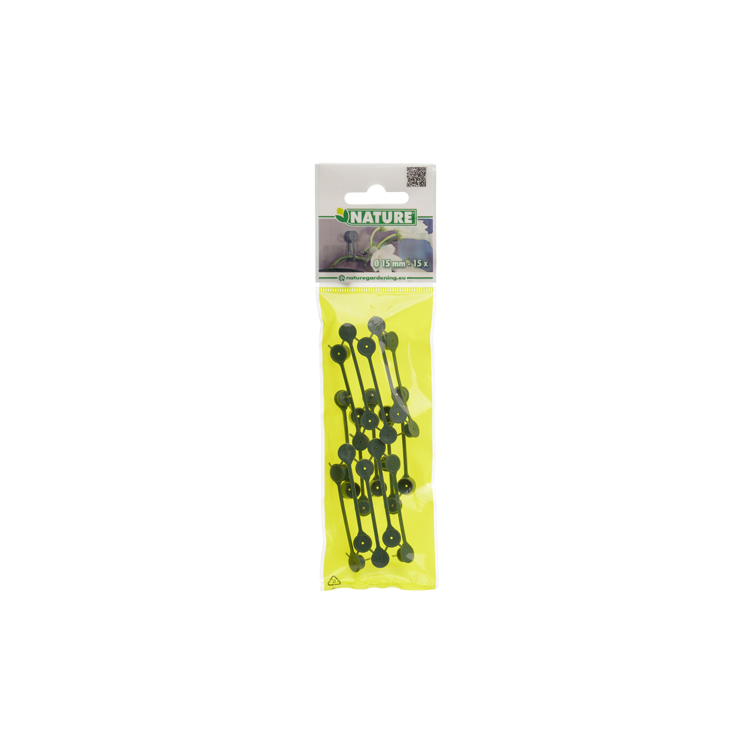 Enlace con clip para chincheta Ø15mm verde x15