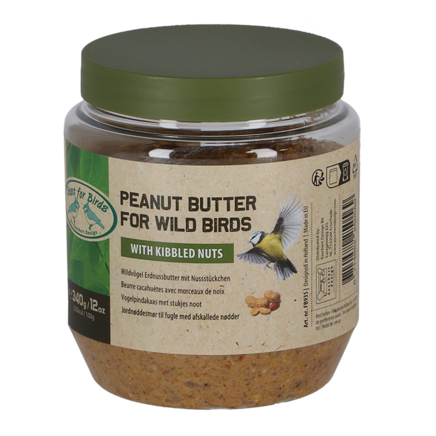 Mantequilla de cacahuete para pájaros con trozos de nueces