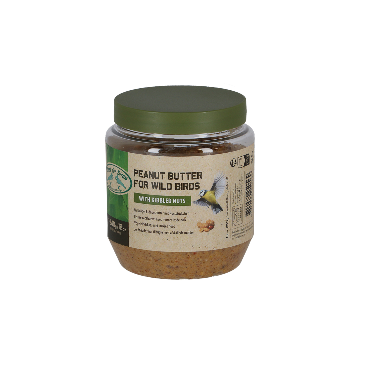 Mantequilla de cacahuete para pájaros con trozos de nueces