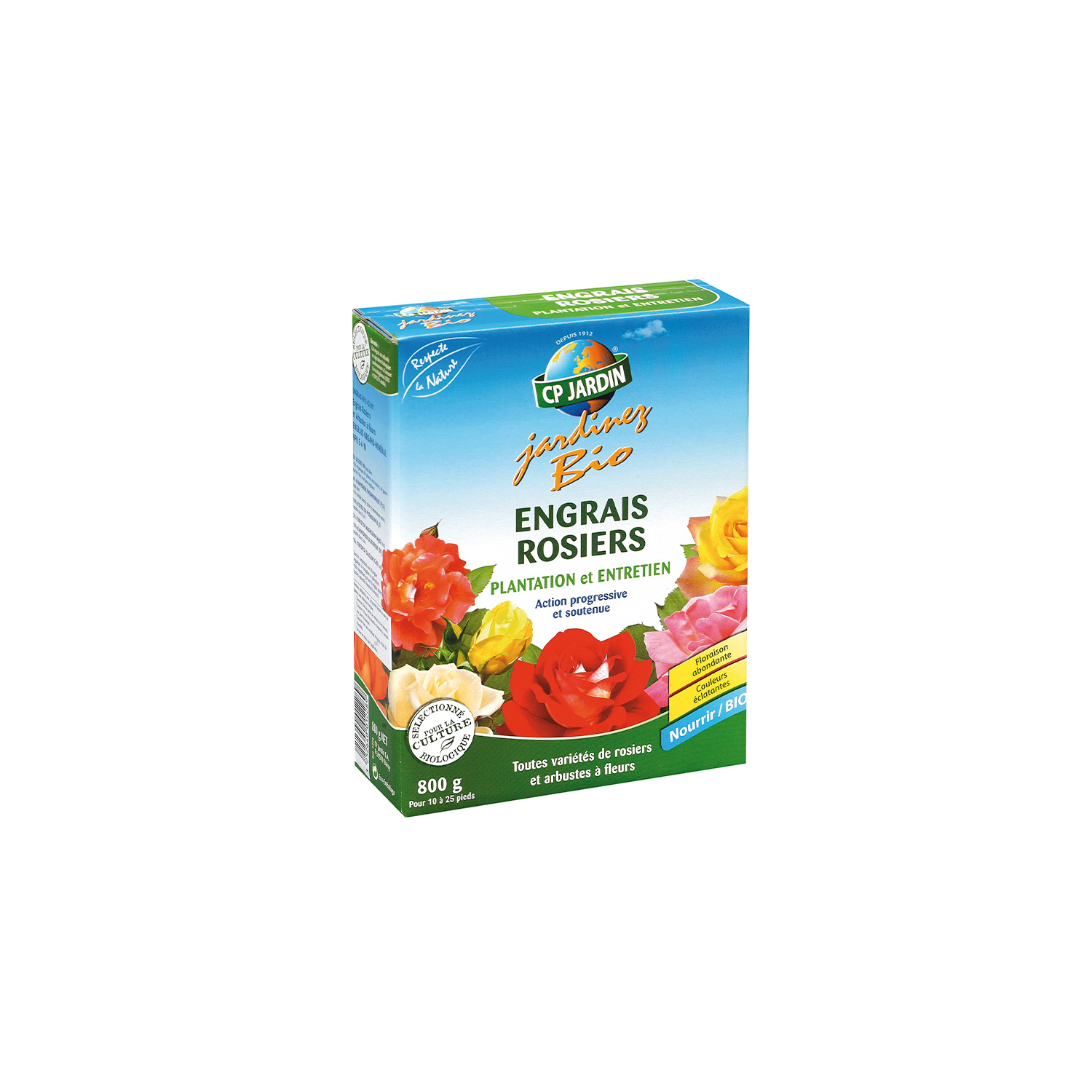 Abono para rosales y arbustos de flor CP Jardin 800 g 🌹 Natural y orgánico