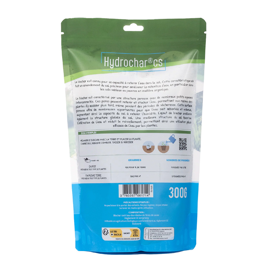 Hydrochar Biochar 300g – Retenedor de agua natural para plantas | Terra Nostra