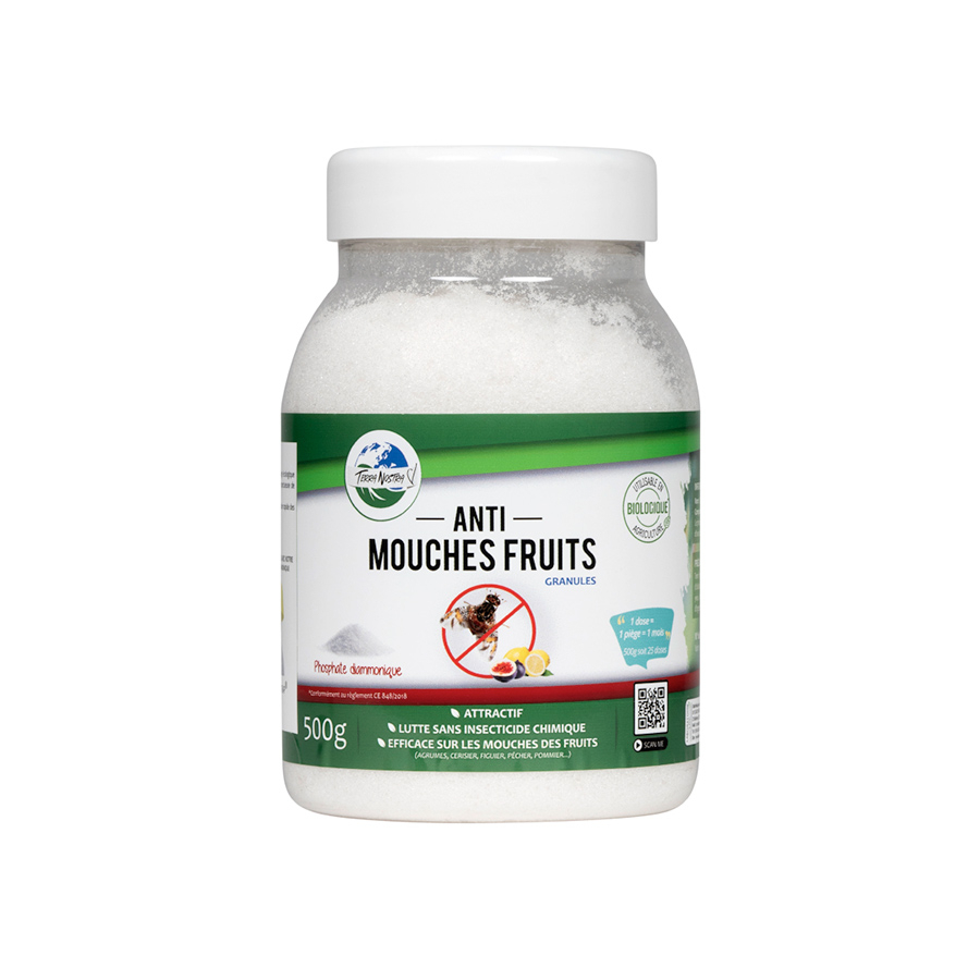 Piège mouches des fruits + 3 attractifs phosphate diammonique