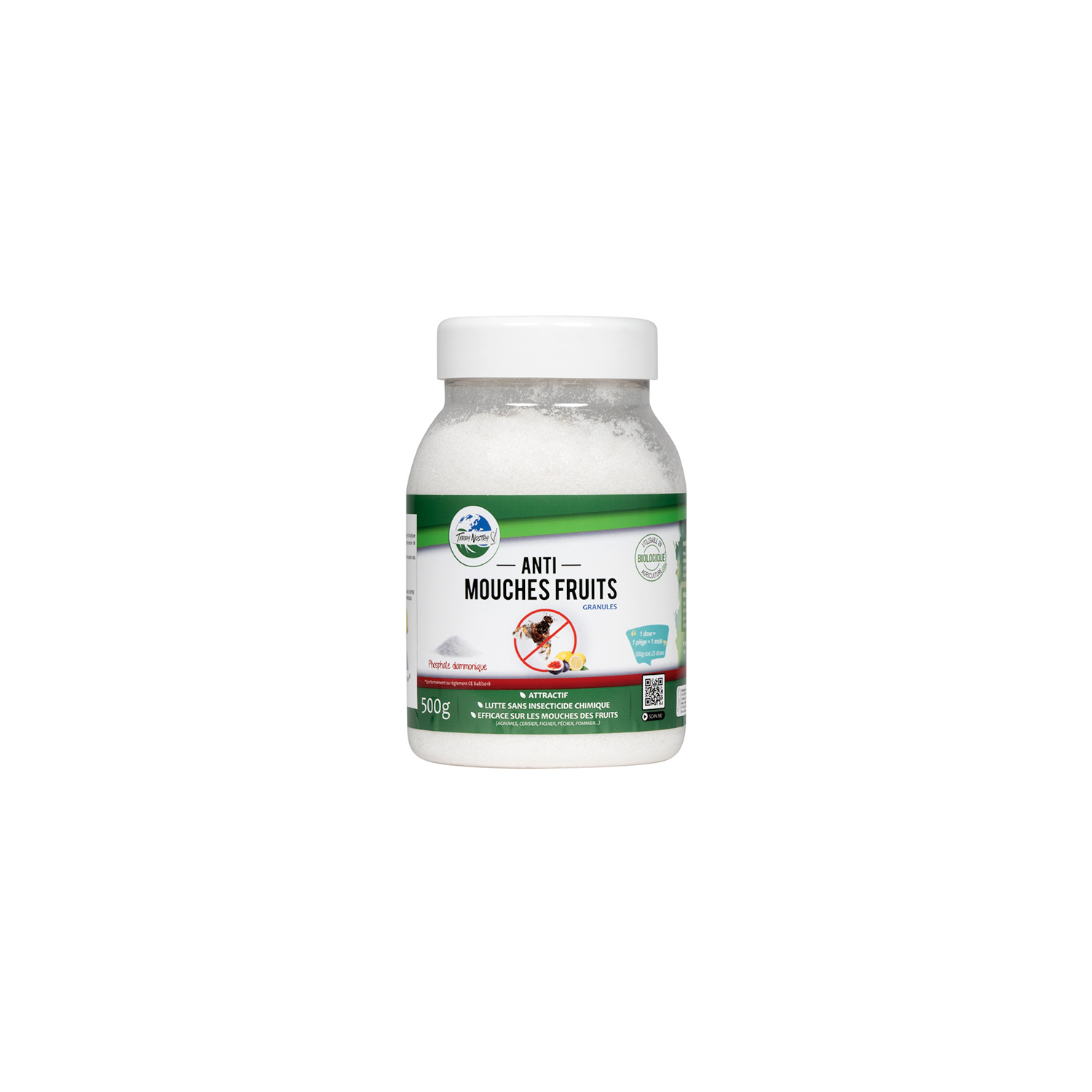 Piège mouches des fruits + 3 attractifs phosphate diammonique