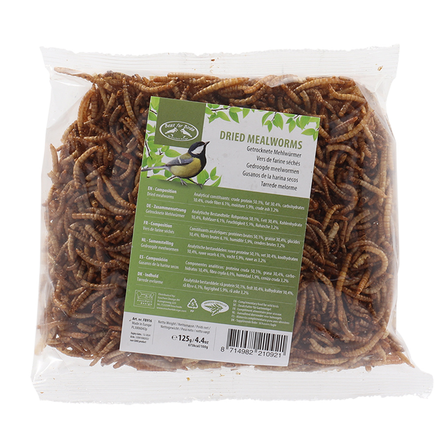 Vers De Farine Séchés 500g - Aliment Protéiné Pour Oiseaux Sauvages - 100% Naturel, Sans Coquilles - Nourriture Toute L'Année