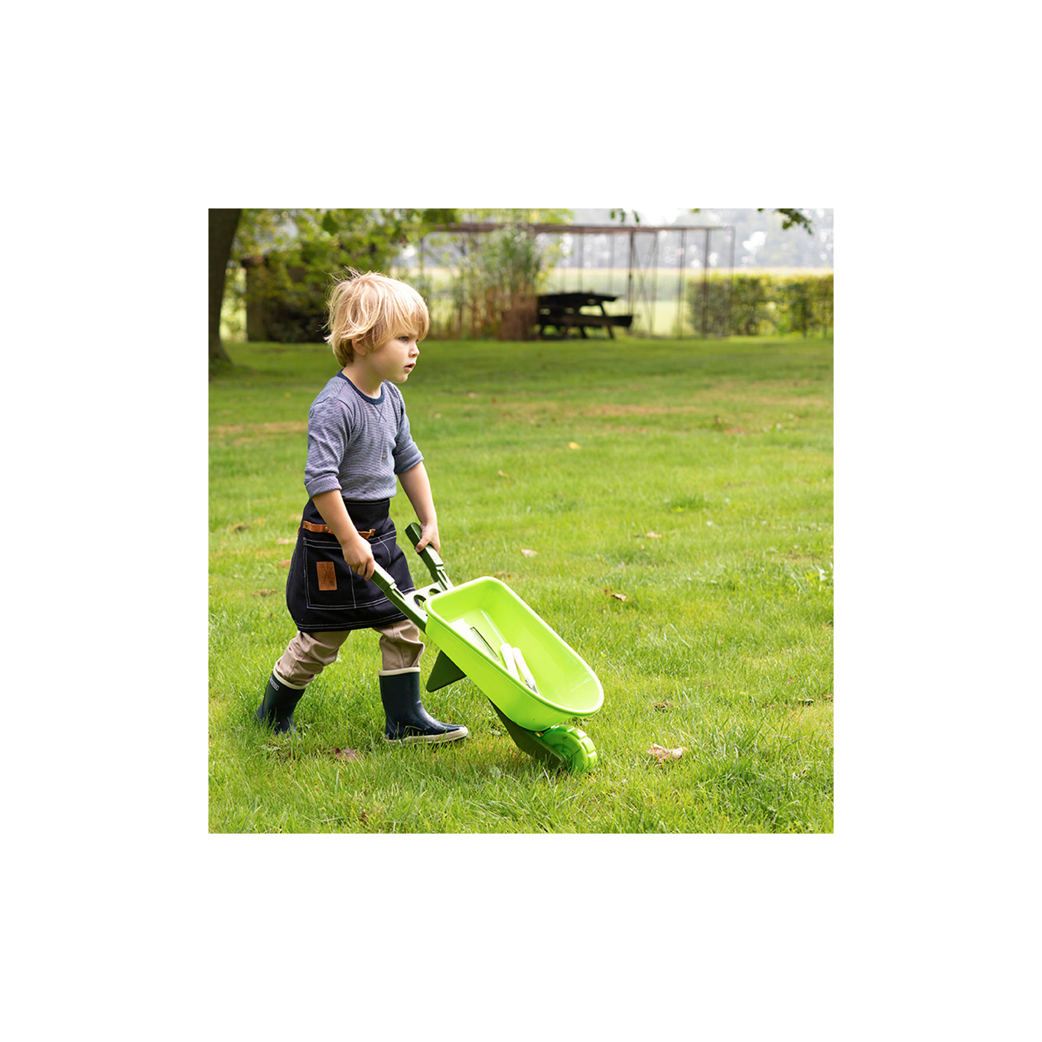Carretilla infantil de plástico – Juego de jardinería ligero y manejable