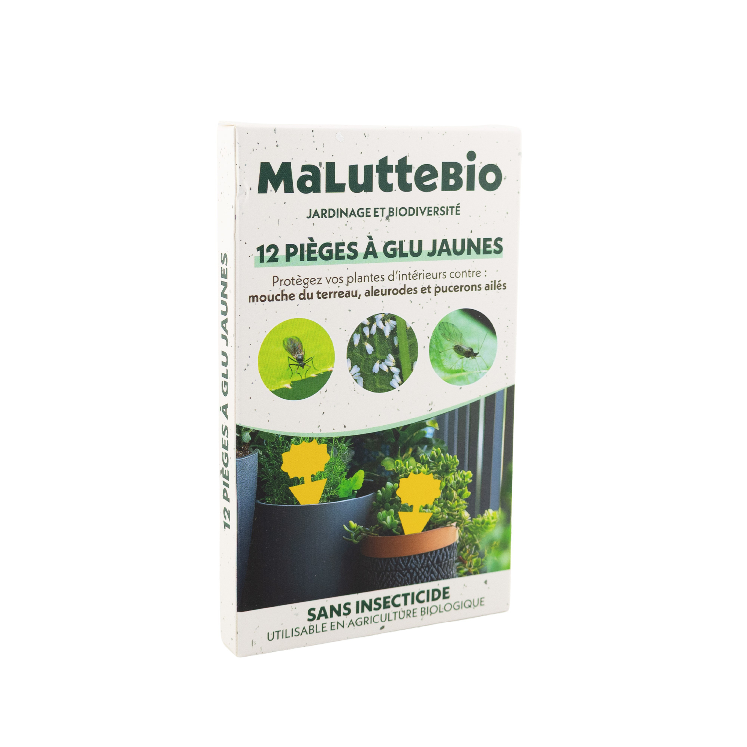 12 mini pièges jaune à glu jaunes pour plantes intérieurs Biotop