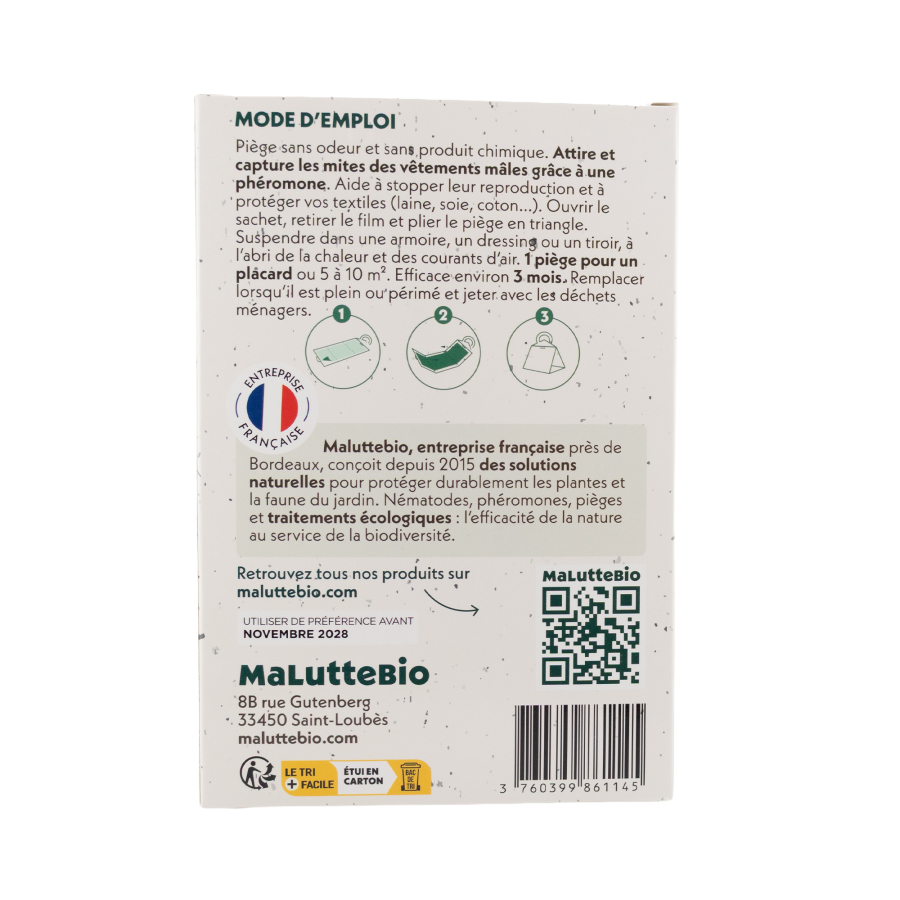 4 pièges mites textile avec phéromone