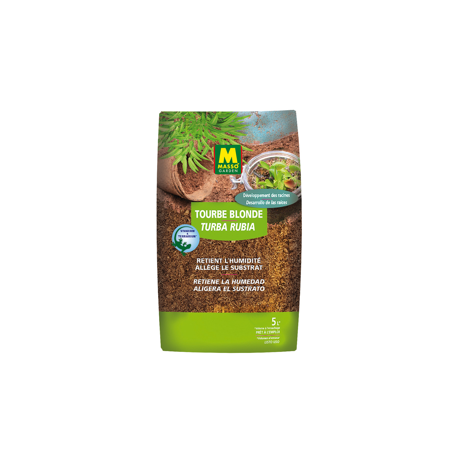 Turba rubia natural Masso 5 L – Plantas carnívoras, tierra de brezo