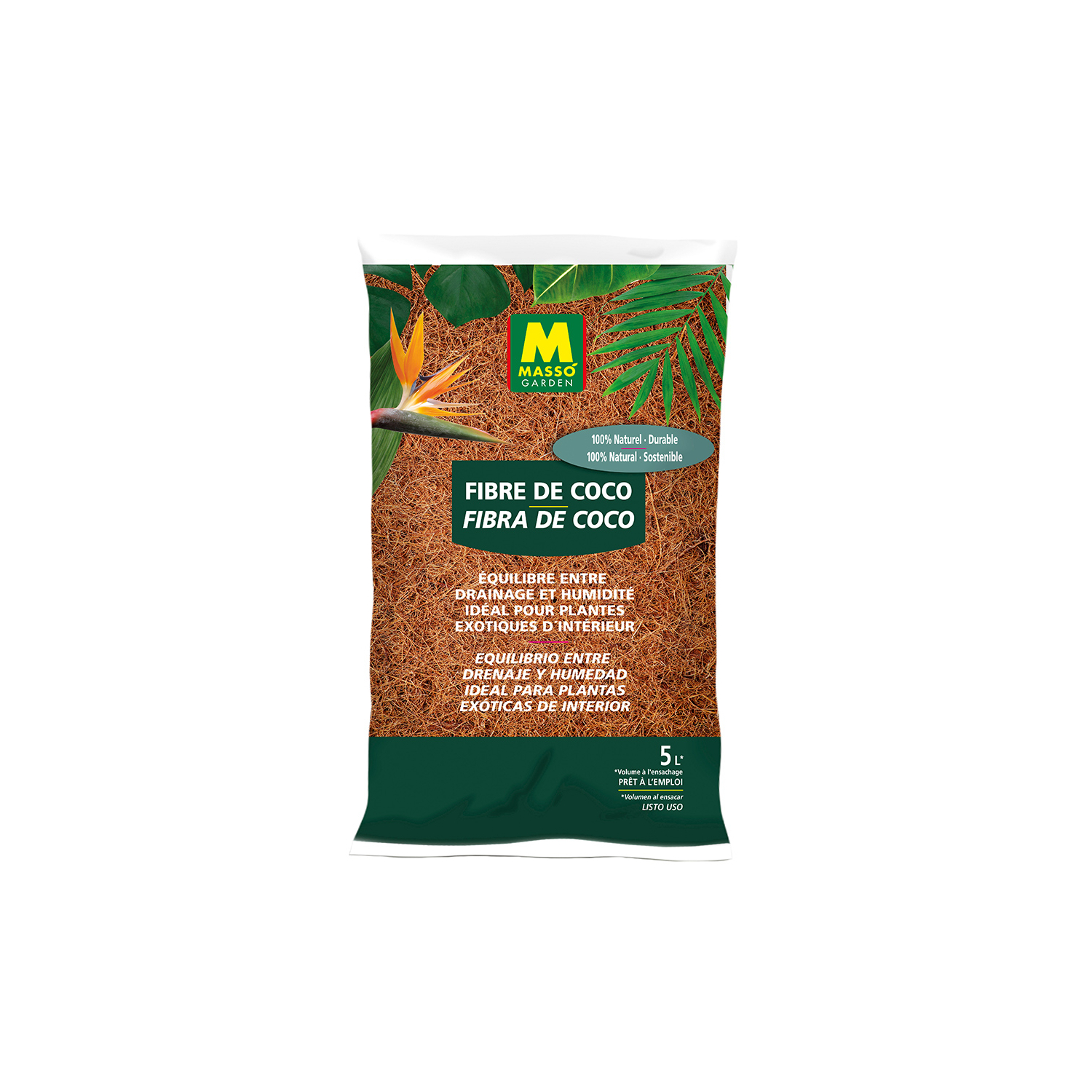 Fibra de coco 5 L Masso – sustrato ligero para plantas de interior