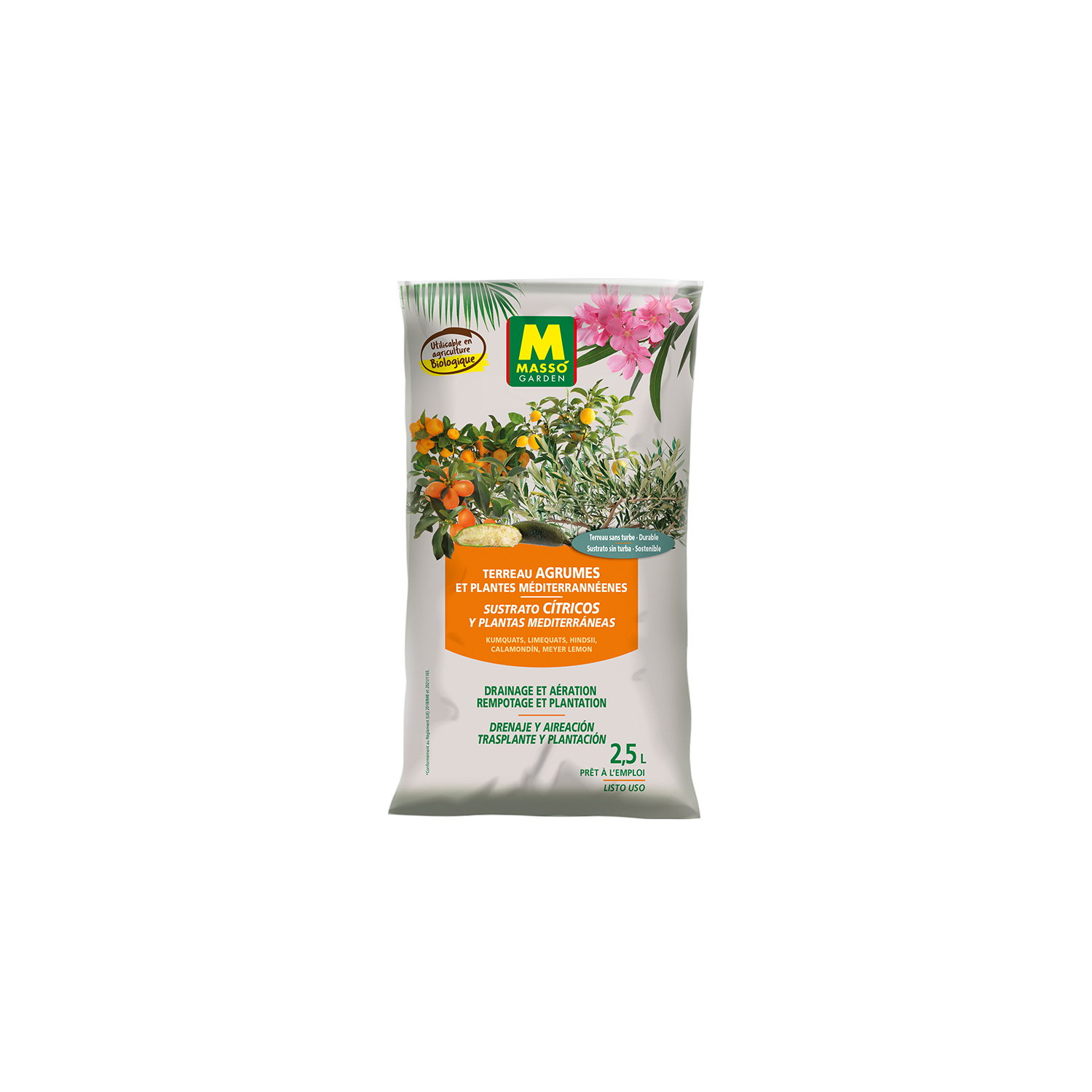 Sustrato para cítricos y plantas mediterráneas 2,5 L Masso