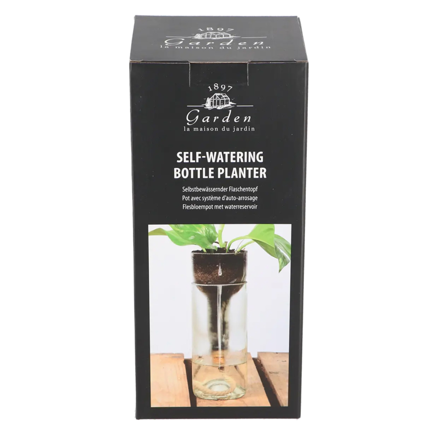 Maceta de vidrio con autorriego 21,7 cm – hidrocultivo e hidroponía