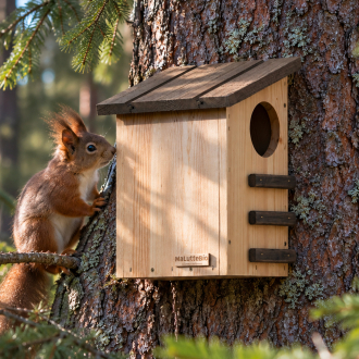 Nichoir pour écureuil en bois massif avec toit amovible