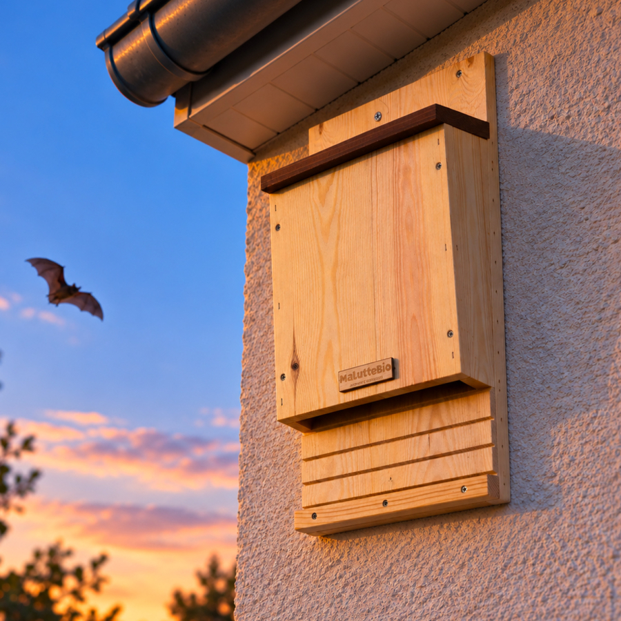 Wooden bat box - roost and shelter for bats Maluttebio